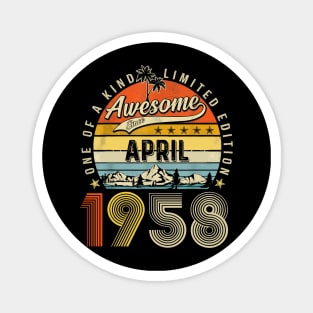 Awesome Since April 1958 Vintage 65th Birthday Magnet